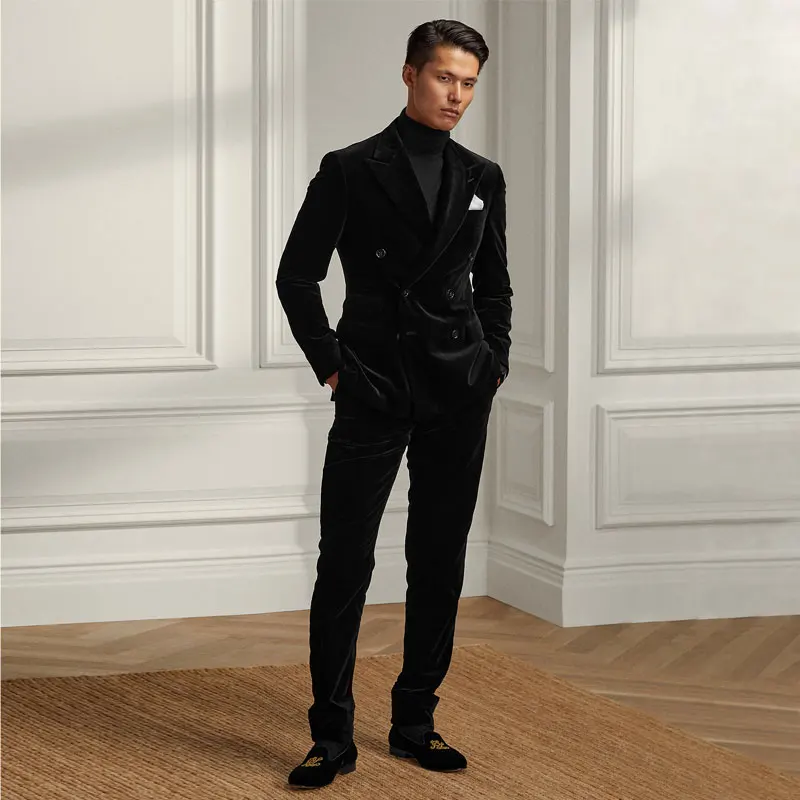 Black Velvet Slim Fit Men's Suit Peaked Lapel Blazers Double Breasted Tuxedos Wedding Groom Wear 2 Pieces Prom Jacket And Pants
Black Velvet Slim Fit Men's Suit Peaked Lapel Blazers Double Breasted Tuxedos Wedding Groom Wear 2 Pieces Prom Jacket And Pants