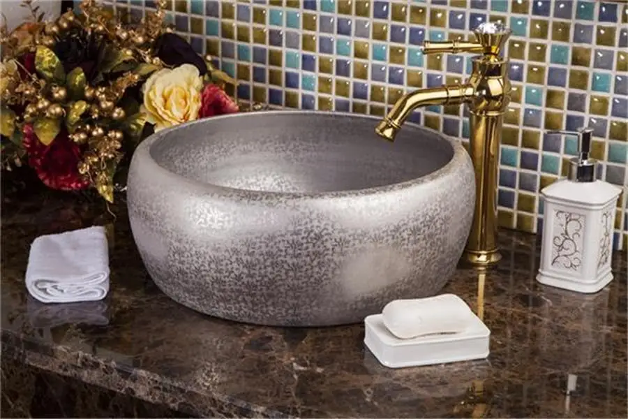 Silver Chinese Antique ceramic sink wash basin Ceramic Counter Top Wash Basin Bathroom Sinks
Silver Chinese Antique ceramic sink wash basin Ceramic Counter Top Wash Basin Bathroom Sinks