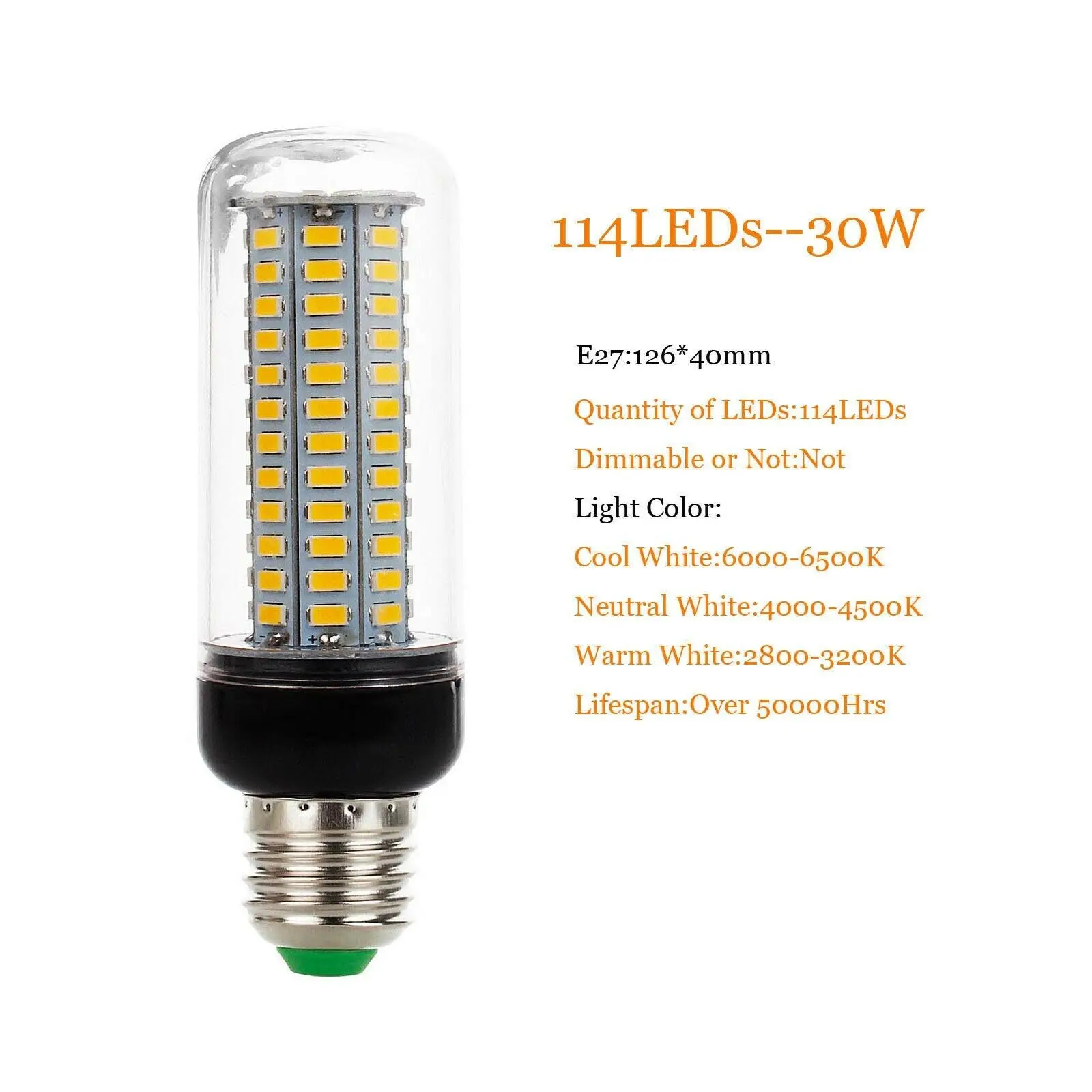 E27 30W 5730SMD LED Corn Lamp Warm/Daylight White Ultra-Bright Bulbs RK Energy Save Lamp AC 85-265V
E27 30W 5730SMD LED Corn Lamp Warm/Daylight White Ultra-Bright Bulbs RK Energy Save Lamp AC 85-265V
