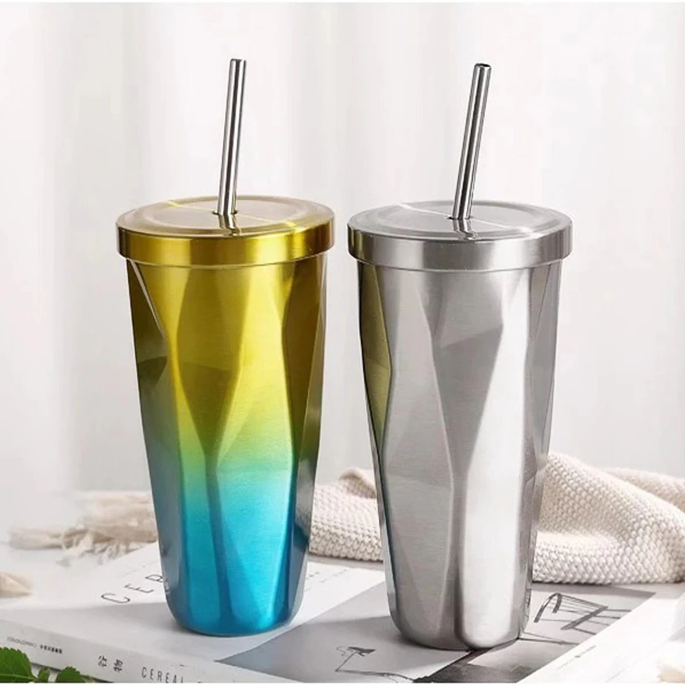 Stainless Steel Coffee Mugs Double Wall Tumbler Gradient Thermos Mug with Straw Drinking Water Thermal Flasks for Travel 500ml
Stainless Steel Coffee Mugs Double Wall Tumbler Gradient Thermos Mug with Straw Drinking Water Thermal Flasks for Travel 500ml
