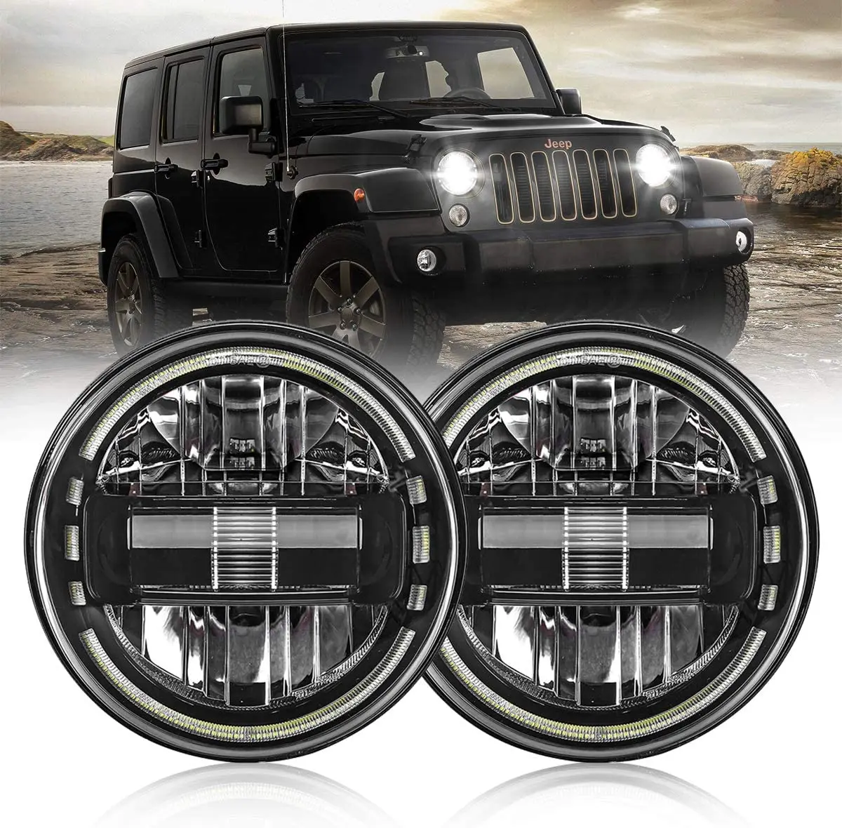 Светодиодные фары 2 шт., круглые головные фонари 7 дюймов для Jeep Wrangler JK LJ CJ TJ внедорожника Lada Niva 4x4
Светодиодные фары 2 шт., круглые головные фонари 7 дюймов для Jeep Wrangler JK LJ CJ TJ внедорожника Lada Niva 4x4