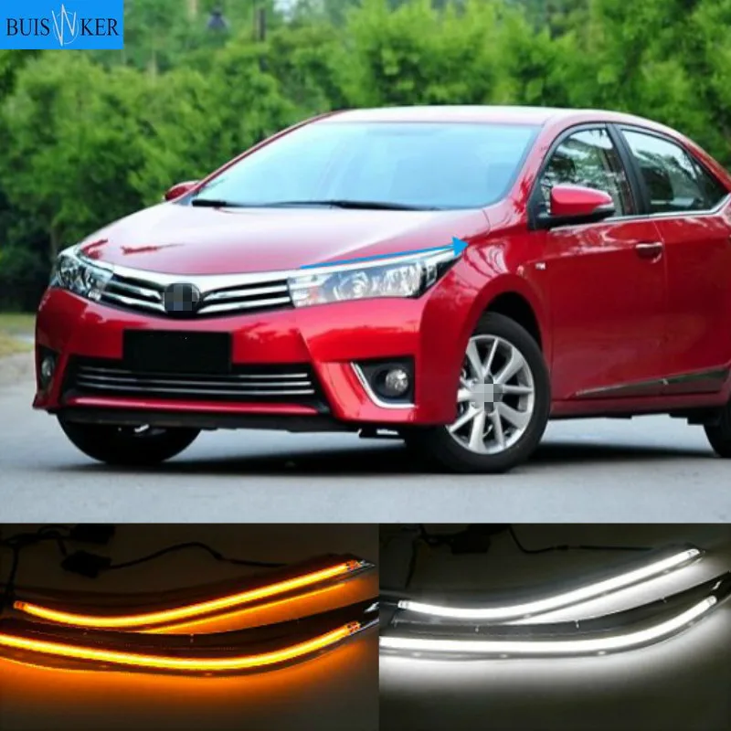 For Toyota corolla 2014 - 2019 LED DRL Headlight Eyebrow Daytime Running Light fog lamp With Flowing dynamic Yellow Turn Signal
For Toyota corolla 2014 - 2019 LED DRL Headlight Eyebrow Daytime Running Light fog lamp With Flowing dynamic Yellow Turn Signal