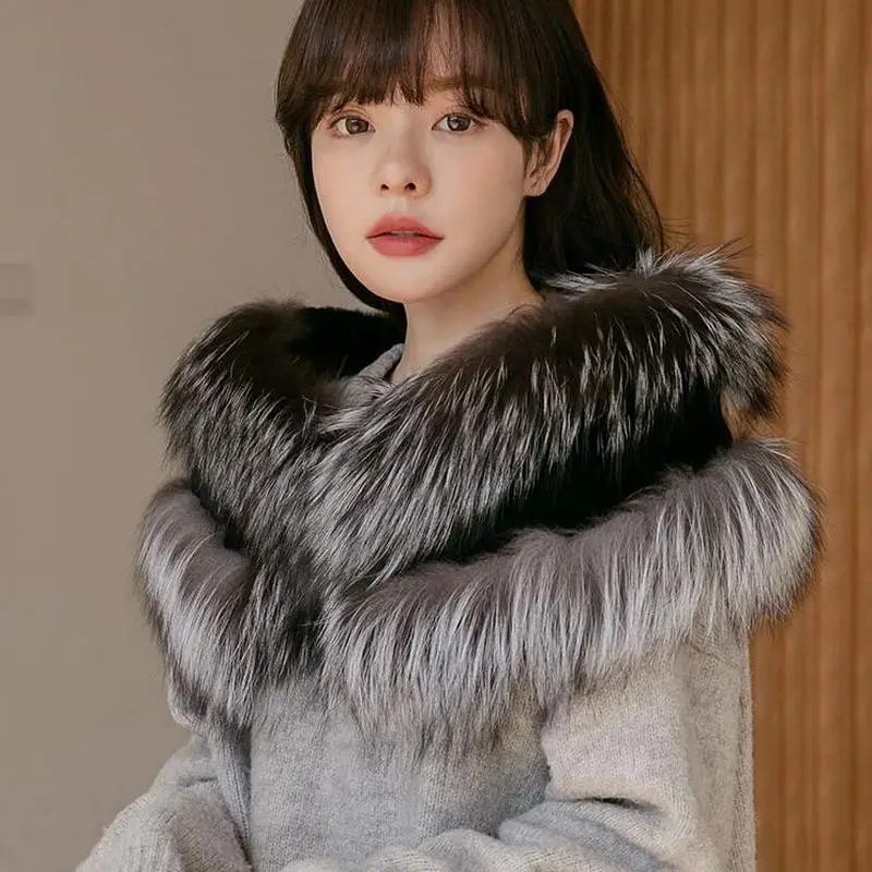 2021 New Women Silver Fox Fur Scarf Mufflers Shawl Winter Warm Double Face Rex Rabbit Fur Capes Neck Warmer Fashion Ring Poncho
2021 New Women Silver Fox Fur Scarf Mufflers Shawl Winter Warm Double Face Rex Rabbit Fur Capes Neck Warmer Fashion Ring Poncho