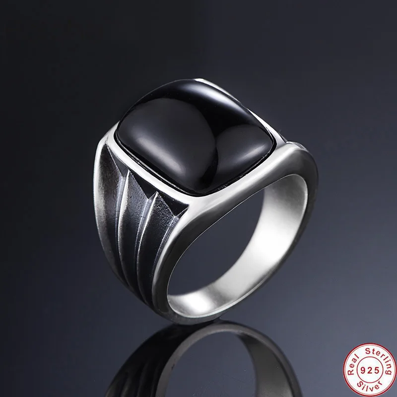 2020 New 100% Real Pure S925 Sterling Silver colour Black Onyx Rings For Men Retro Square Natural Stone Jewelry charm Ring
2020 New 100% Real Pure S925 Sterling Silver colour Black Onyx Rings For Men Retro Square Natural Stone Jewelry charm Ring
