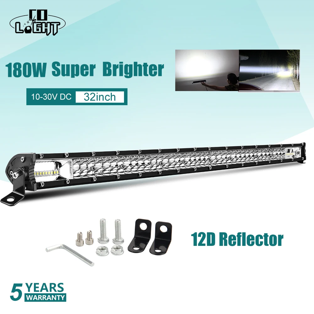 CO LIGHT Super Slim 60W 180W 300W Led Work Light 12V 24V 8" 20" 32" Spot Flood Combo 4X4 Light Bar Offroad for 4x4 SUV Trucks
CO LIGHT Super Slim 60W 180W 300W Led Work Light 12V 24V 8" 20" 32" Spot Flood Combo 4X4 Light Bar Offroad for 4x4 SUV Trucks
