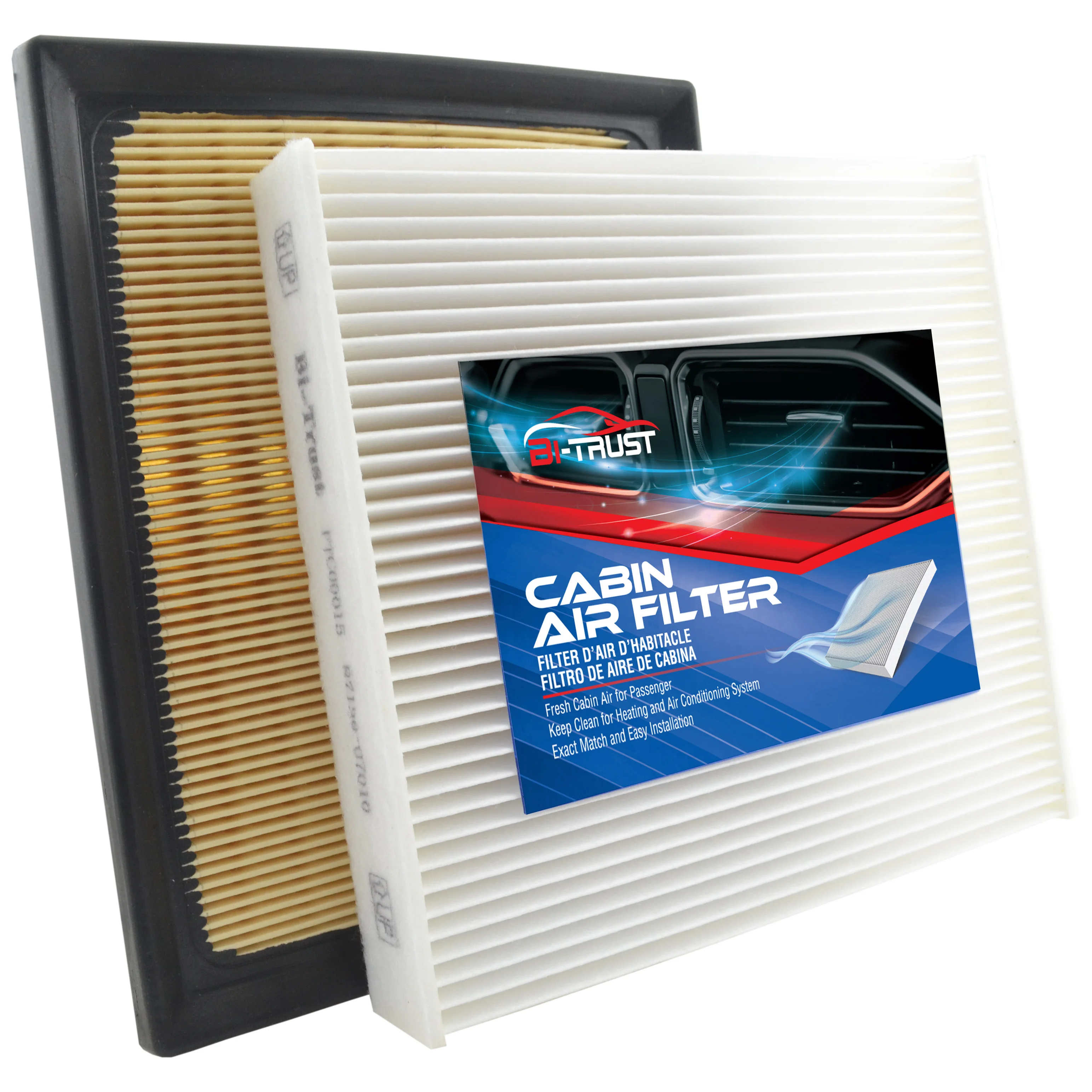 Bi-Trust Engine & Cabin Air Filter Set for Toyota Prius V L4 1.8L/Toyota RAV4/Lexus NX300H 87139-07010,87139-YZZ08
Bi-Trust Engine & Cabin Air Filter Set for Toyota Prius V L4 1.8L/Toyota RAV4/Lexus NX300H 87139-07010,87139-YZZ08