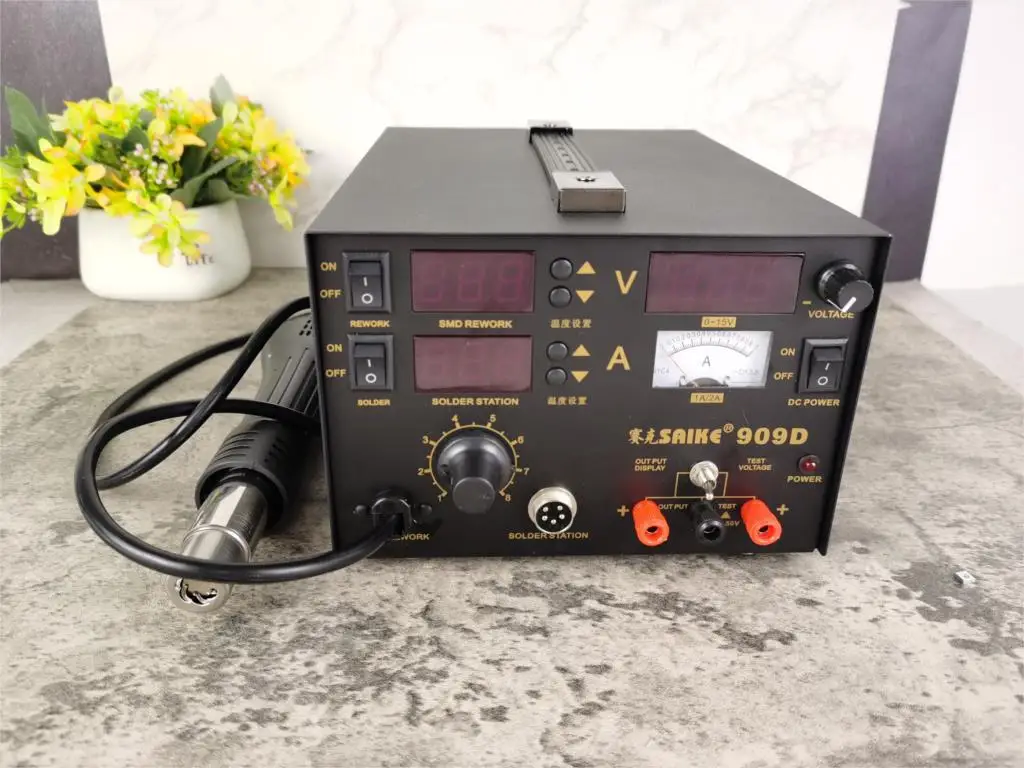 high quality genuine saike 909D hot air gun rework station with Soldering station power 3 in1 220V or 110V 700W Send Free gifts
high quality genuine saike 909D hot air gun rework station with Soldering station power 3 in1 220V or 110V 700W Send Free gifts