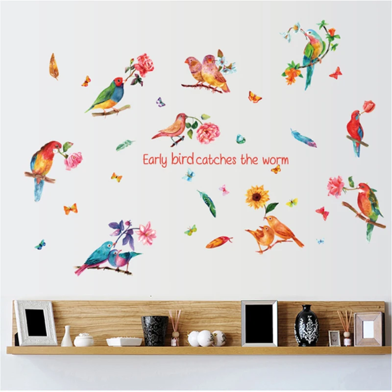 Romantic Bird Flower Wall stickers PVC Vinyl Wallpaper For Kids Lovley Room Decor Animal Home Decor For Bedroom Removable
Romantic Bird Flower Wall stickers PVC Vinyl Wallpaper For Kids Lovley Room Decor Animal Home Decor For Bedroom Removable