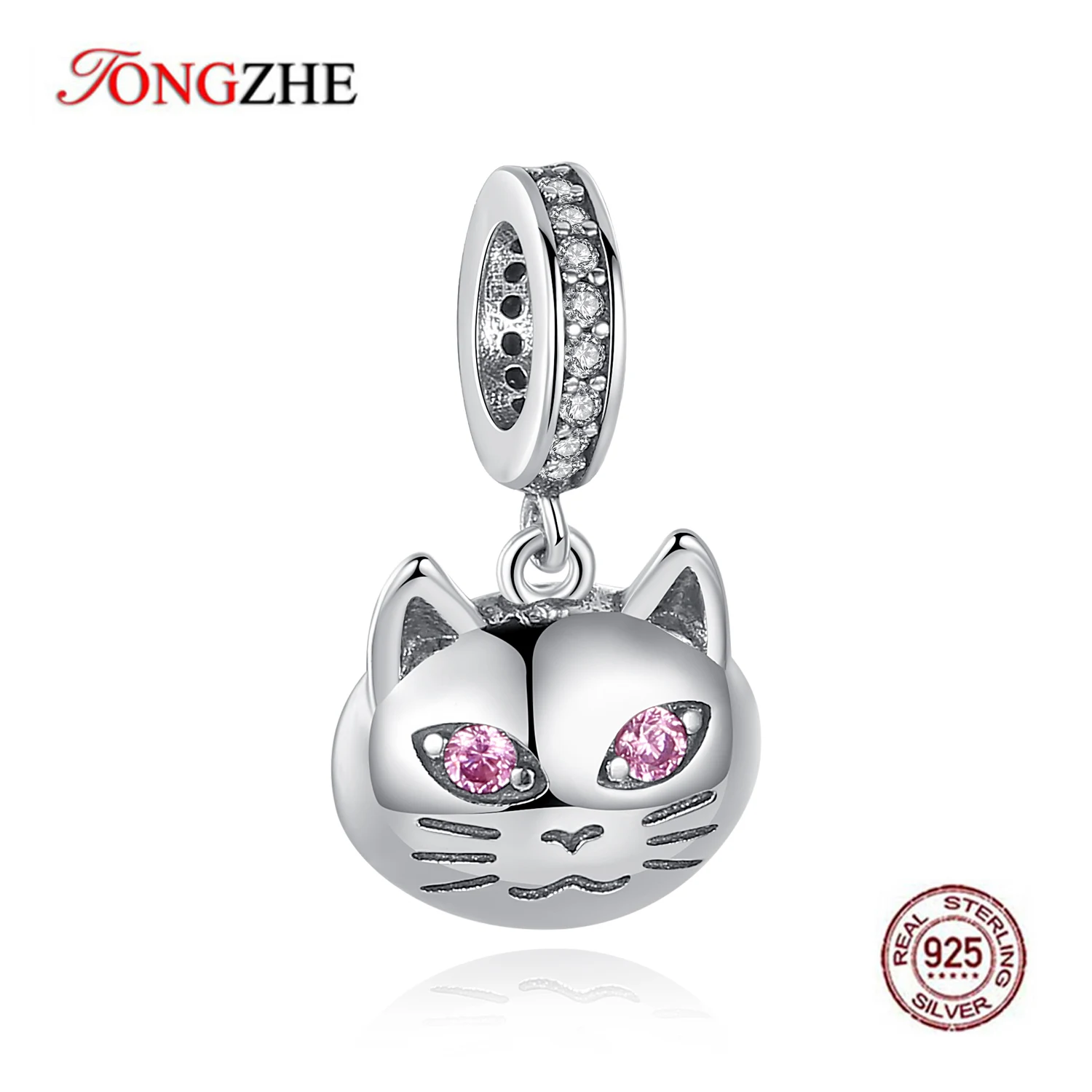 TONGZHE 925 Sterling Silver Cute Cat Charms Pink Crystal Stone Charms for jewelry making Fit Original Bracelet Necklace
TONGZHE 925 Sterling Silver Cute Cat Charms Pink Crystal Stone Charms for jewelry making Fit Original Bracelet Necklace