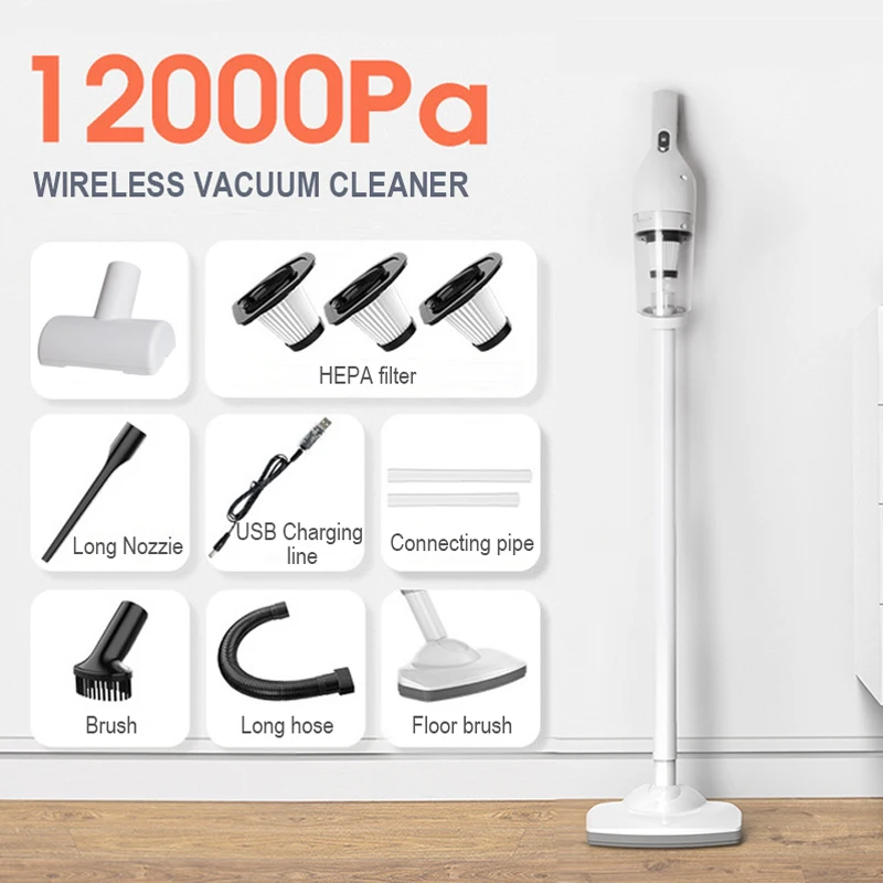 White Dolphin 12000Pa Cordless USB Chargable Household Vacuum Cleaner for Home Office Car Pet Hair Handheld Vacuum Cleaner
White Dolphin 12000Pa Cordless USB Chargable Household Vacuum Cleaner for Home Office Car Pet Hair Handheld Vacuum Cleaner