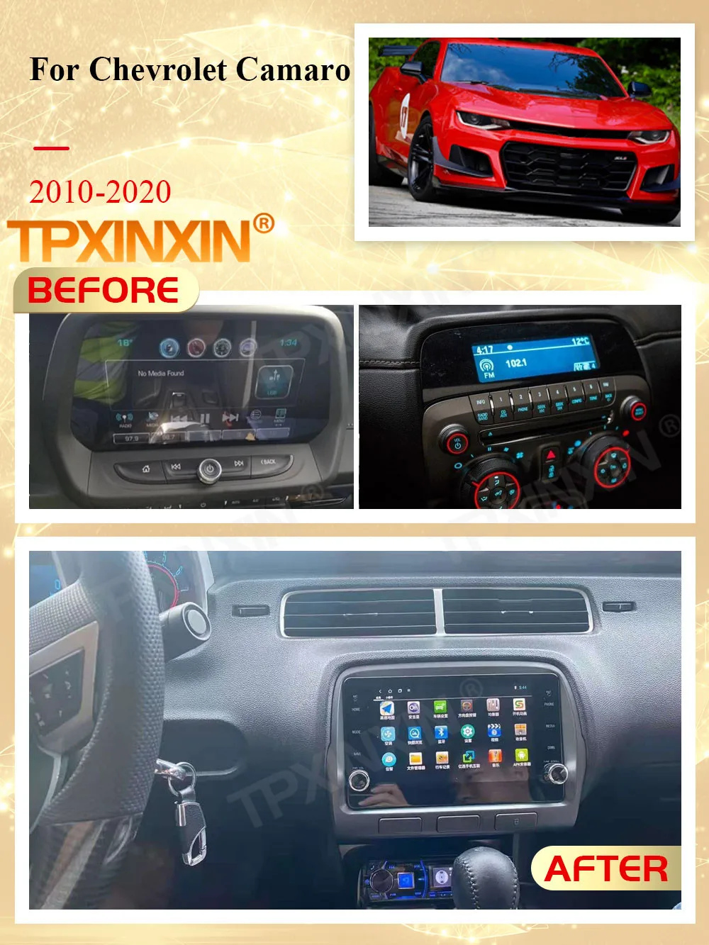 Android10 Radio Receiver For Chevrolet Camaro 2010 2011 2012 2013 2014 2015 2016 2017 2018 2019 2020 Multimedia Player Head Unit
Android10 Radio Receiver For Chevrolet Camaro 2010 2011 2012 2013 2014 2015 2016 2017 2018 2019 2020 Multimedia Player Head Unit
