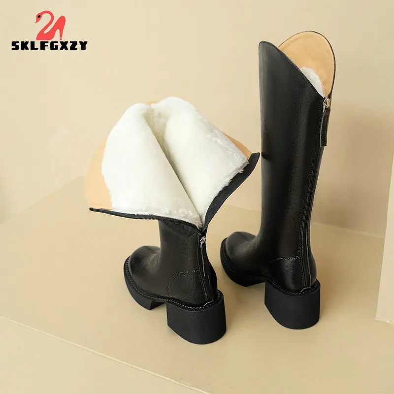 2022 New Genuine Leather Boots Platform Shoes Natural Wool Women's Winter Knee High Boots Fashion Snow Boots
2022 New Genuine Leather Boots Platform Shoes Natural Wool Women's Winter Knee High Boots Fashion Snow Boots
