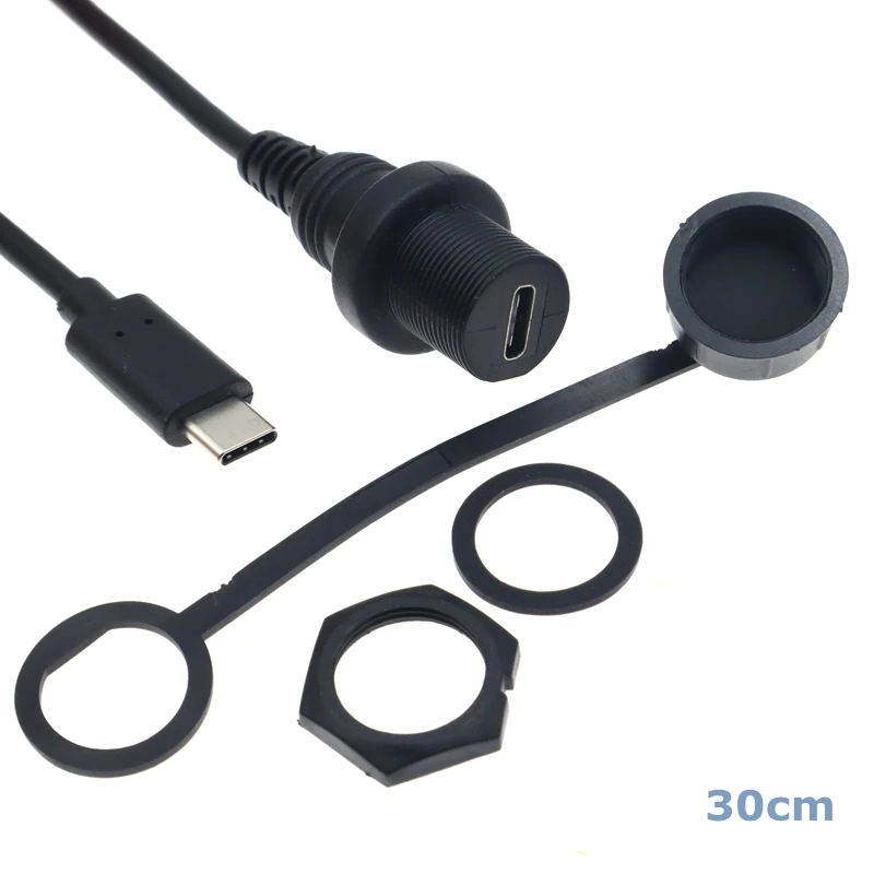 Type-c USB Male-to-Female 2.0 IP 67 Waterproof USB 3.1 Extension Cable With Panel Mount Connector for Ship, Car, Yacht, 0.3m
Type-c USB Male-to-Female 2.0 IP 67 Waterproof USB 3.1 Extension Cable With Panel Mount Connector for Ship, Car, Yacht, 0.3m