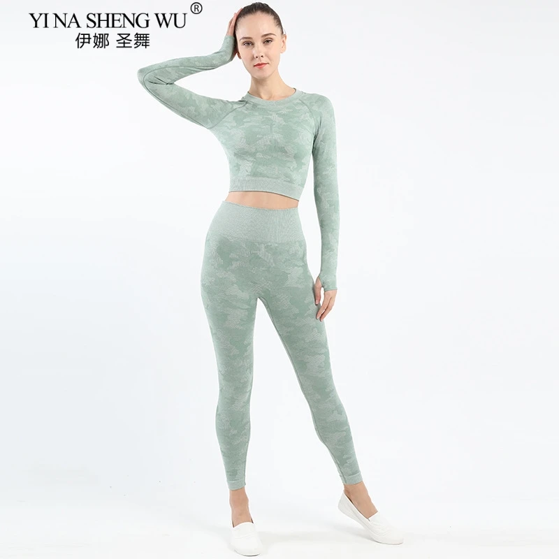 Fashion Women Seamless Fitness Clothing Yoga Set Sport Long Sleeves Top Camouflage Gym Push-up Leggings Pants Workout Sportswear
Fashion Women Seamless Fitness Clothing Yoga Set Sport Long Sleeves Top Camouflage Gym Push-up Leggings Pants Workout Sportswear