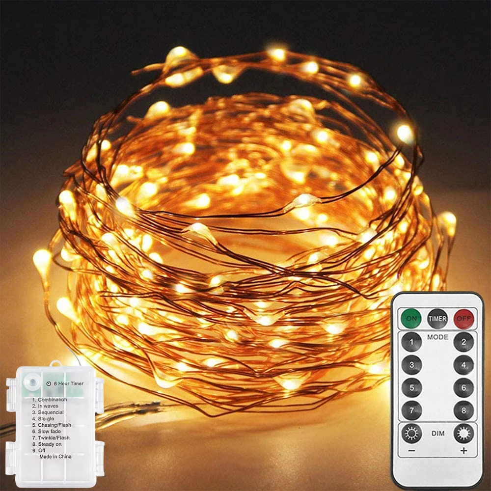 Fairy Christmas Copper Wire Led Garland String Lights Decorat for Home Outdoor Lights for Room with Remote USB Battery Powered
Fairy Christmas Copper Wire Led Garland String Lights Decorat for Home Outdoor Lights for Room with Remote USB Battery Powered