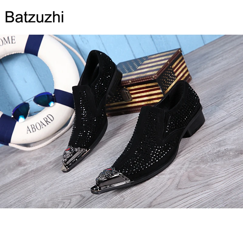 Batzuzhi Luxury Design Men's Shoes Pointed Iron Toe Black/Red Rhinestone Leather Dress Shoes Men for Party and Wedding Male!
Batzuzhi Luxury Design Men's Shoes Pointed Iron Toe Black/Red Rhinestone Leather Dress Shoes Men for Party and Wedding Male!