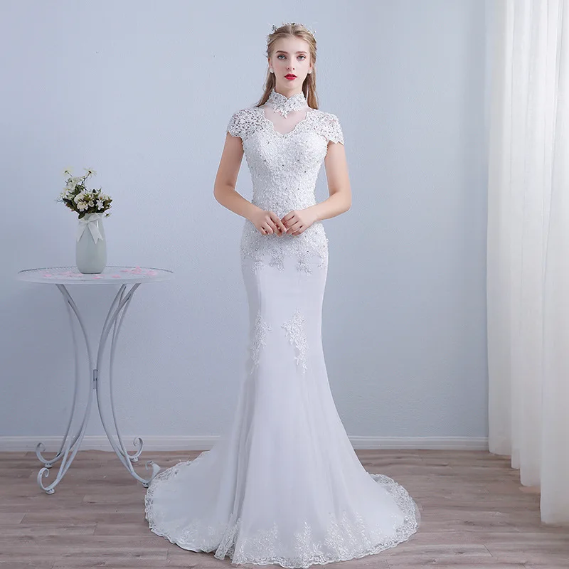 High Neck Wedding Dress 2021 Light Wedding Dress Mermaid Bridal Dress Elegant Lace Boho Wedding Dress Vestido De Novia
High Neck Wedding Dress 2021 Light Wedding Dress Mermaid Bridal Dress Elegant Lace Boho Wedding Dress Vestido De Novia