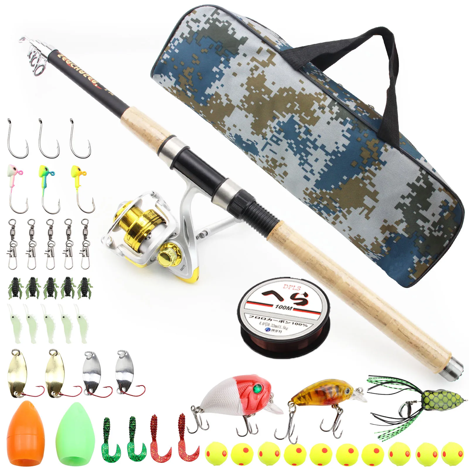 2.1M Spinning Rod Reel Combos carp rod and reel Soft bait Fish hookFishing line Bag set Portable Beginner fishing equipment
2.1M Spinning Rod Reel Combos carp rod and reel Soft bait Fish hookFishing line Bag set Portable Beginner fishing equipment