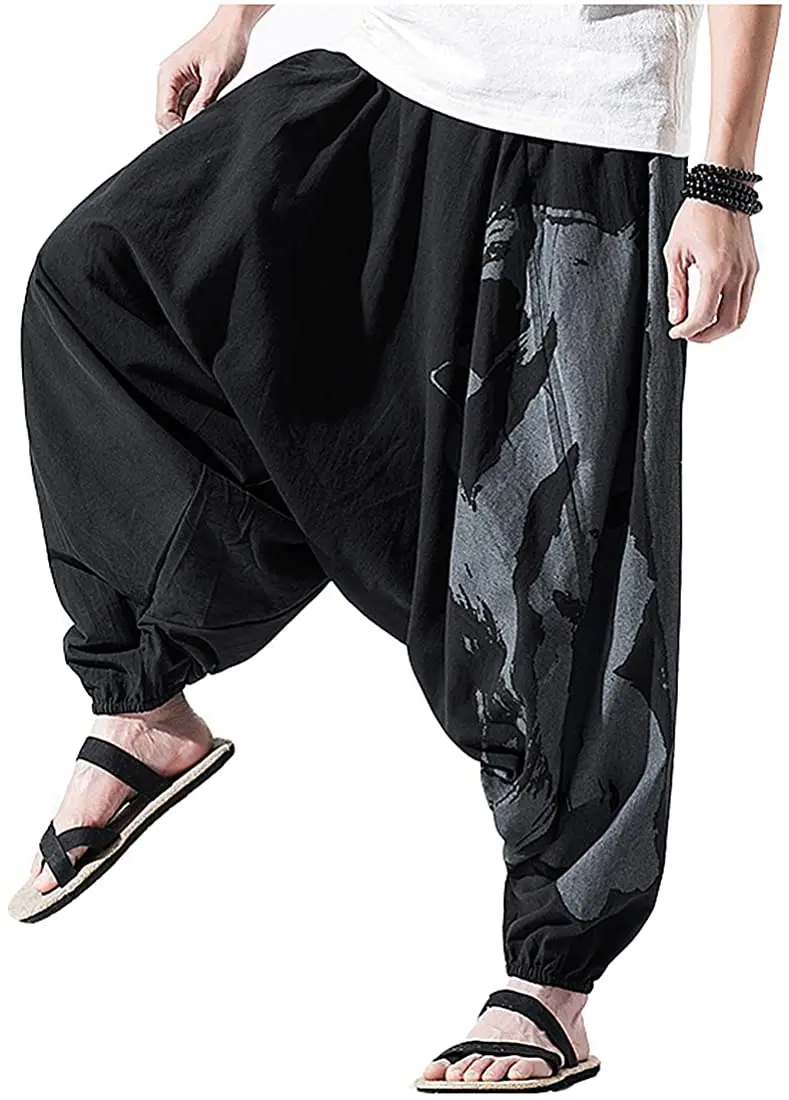 Shanghai Story Men's Harem Pants, Baggy Wide Leg Hip Hop Pants, Cotton Linen Capri Trousers 2 Color
Shanghai Story Men's Harem Pants, Baggy Wide Leg Hip Hop Pants, Cotton Linen Capri Trousers 2 Color
