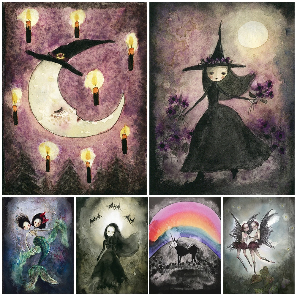 Abstract Artistic Watercolor Painting Of Young Witch Gothic Dark Witch Art Poster And Print Decorative Canvas Painting Unframed
Abstract Artistic Watercolor Painting Of Young Witch Gothic Dark Witch Art Poster And Print Decorative Canvas Painting Unframed