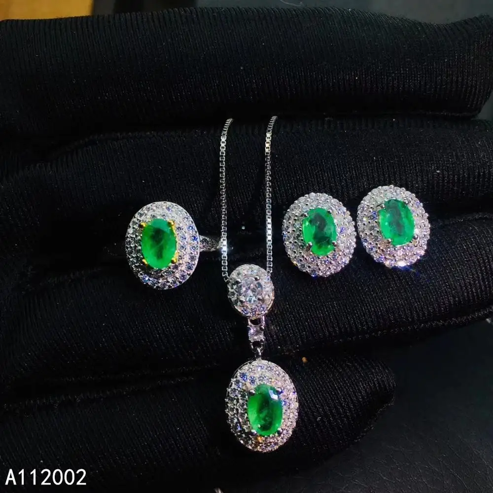 KJJEAXCMY fine jewelry natural Emerald 925 sterling silver women pendant earrings ring set support test elegant hot selling
KJJEAXCMY fine jewelry natural Emerald 925 sterling silver women pendant earrings ring set support test elegant hot selling