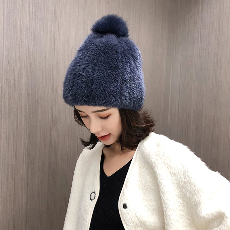 Mink Fur Hat Women Winter Knitted Mink Fur Beanies Cap With Fox Fur Pom Poms Handmade New Thick Female Cap fur-hat hot Sale
Mink Fur Hat Women Winter Knitted Mink Fur Beanies Cap With Fox Fur Pom Poms Handmade New Thick Female Cap fur-hat hot Sale