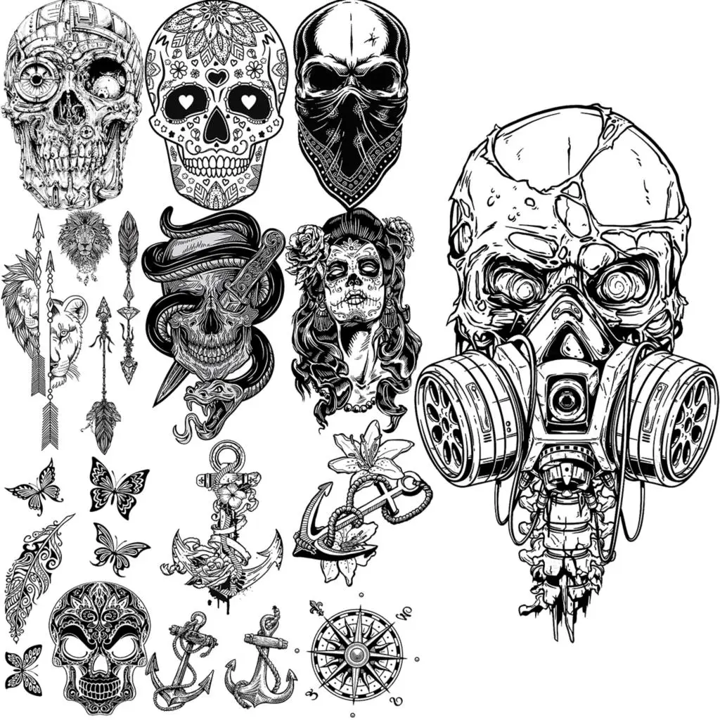 3D War Skull Temporary Tattoos For Adults Men Neck Tatoos Realistic Lion Snake Vampire Spear Compass Fake Tattoo Sticker
3D War Skull Temporary Tattoos For Adults Men Neck Tatoos Realistic Lion Snake Vampire Spear Compass Fake Tattoo Sticker