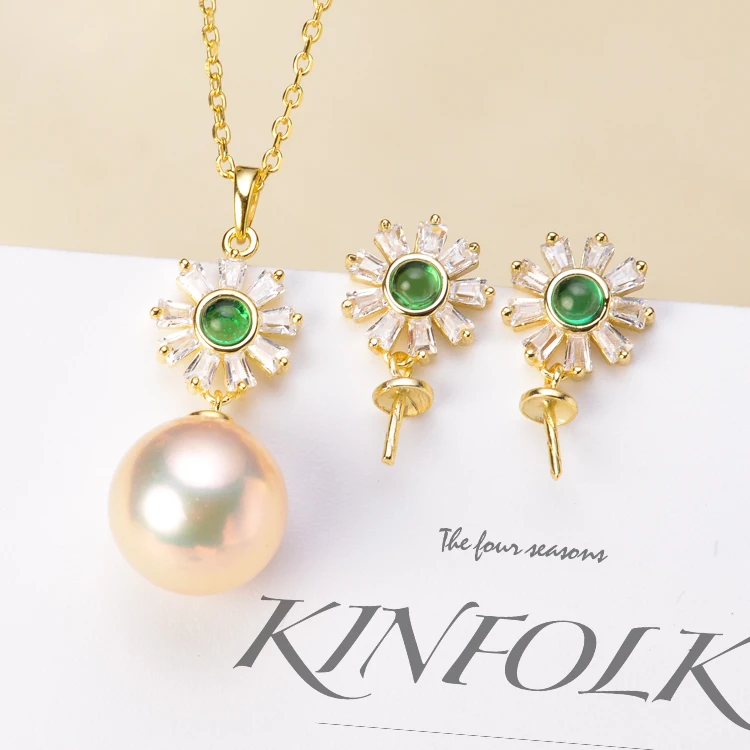 Sunflower Pendant Chain With Pearl Earrings Settings 2Pcs/Set S925 Sterling Silver Pearl Jewelry Accessory
Sunflower Pendant Chain With Pearl Earrings Settings 2Pcs/Set S925 Sterling Silver Pearl Jewelry Accessory