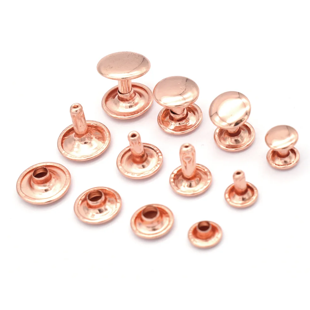 50sets Rose Gold Double Cap Metal Rivet Round Button Studs For Purse Bags Handbags Webbing Shoes Belts Leather Craft Diy
50sets Rose Gold Double Cap Metal Rivet Round Button Studs For Purse Bags Handbags Webbing Shoes Belts Leather Craft Diy