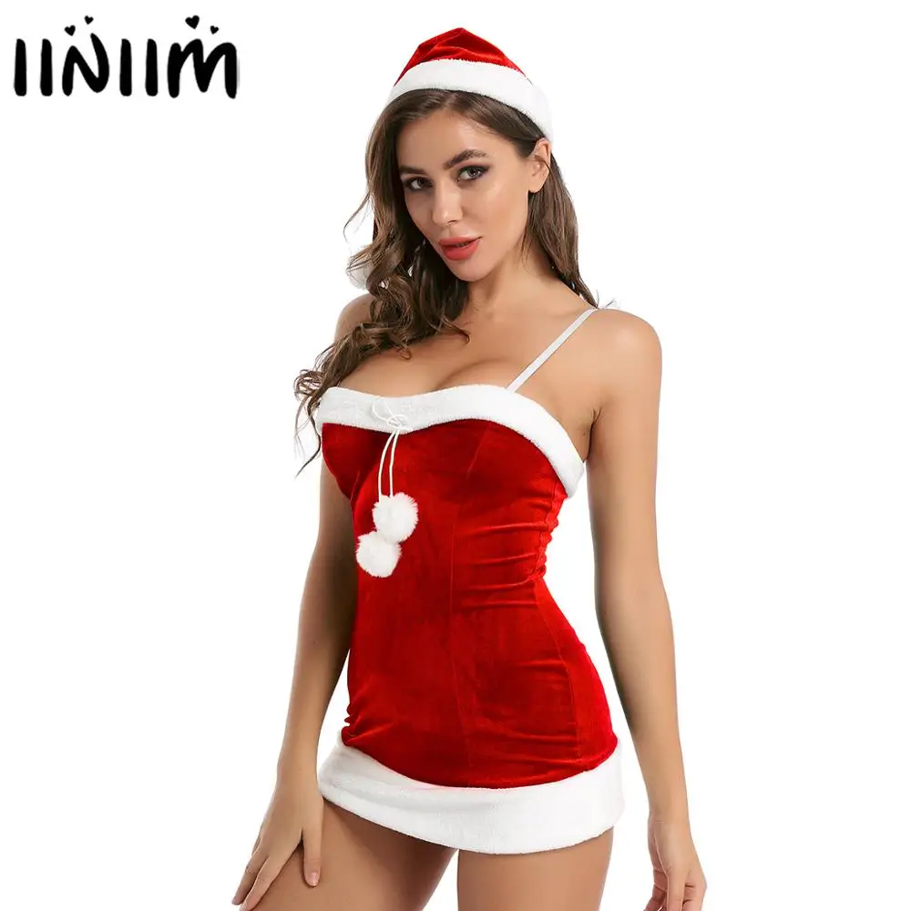 iiniim Womens Female Sexy Parties Velvet White Flannel Trim Mini Dress with Hat Beauty Santa Christmas Fancy Dress Costume
iiniim Womens Female Sexy Parties Velvet White Flannel Trim Mini Dress with Hat Beauty Santa Christmas Fancy Dress Costume
