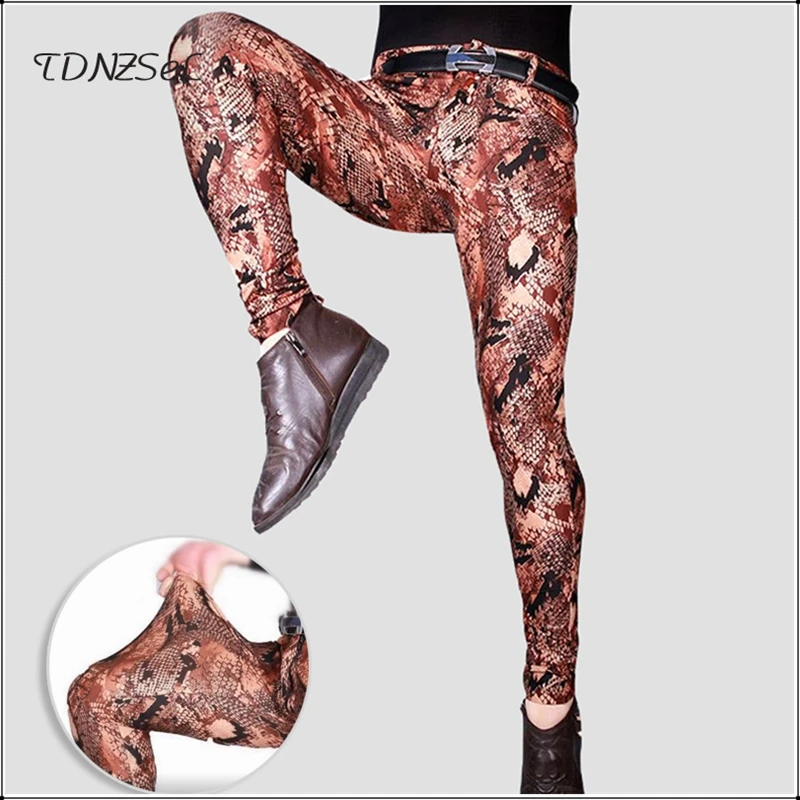 Men High Elastic Skinny Pencil Pants Python Print Leggings Seamless Snake Pattern Camouflage Tight Trousers Sexy Soft Slim Pants
Men High Elastic Skinny Pencil Pants Python Print Leggings Seamless Snake Pattern Camouflage Tight Trousers Sexy Soft Slim Pants
