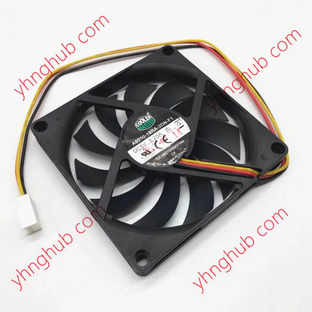 Cooler Master A8010-18RA-3DN-F1 DC 5V 0.25A 80x80x10mm 3-Wire Server Cooling Fan
Cooler Master A8010-18RA-3DN-F1 DC 5V 0.25A 80x80x10mm 3-Wire Server Cooling Fan