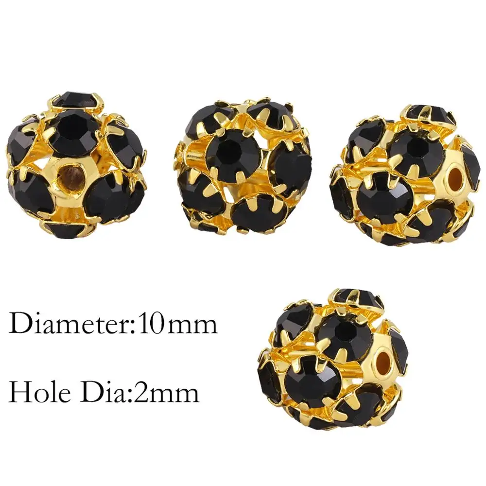 TUMBEELLUWA 1Lot/5pcs 10mm Crystal Rhinestone Loose Round Ball Beads Gold Color Spacer Charm Beads for DIY Jewelry Making
TUMBEELLUWA 1Lot/5pcs 10mm Crystal Rhinestone Loose Round Ball Beads Gold Color Spacer Charm Beads for DIY Jewelry Making