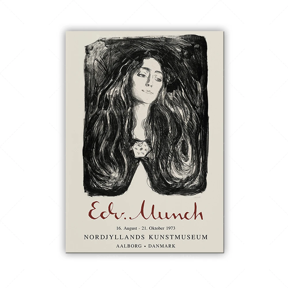 Edvard Munch Exhibition Poster Eva Mudocci Print, Vintage Black White Museum Wall Art Woman Portrait line Sketch Modern Decor
Edvard Munch Exhibition Poster Eva Mudocci Print, Vintage Black White Museum Wall Art Woman Portrait line Sketch Modern Decor