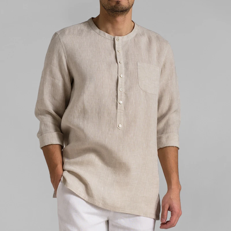 Men's Clothes 2020 Autumn Spring Tops & Tees Male Fashion T-Shirts Stand Collar Long-sleeved Homme Linen Tshirt
Men's Clothes 2020 Autumn Spring Tops & Tees Male Fashion T-Shirts Stand Collar Long-sleeved Homme Linen Tshirt