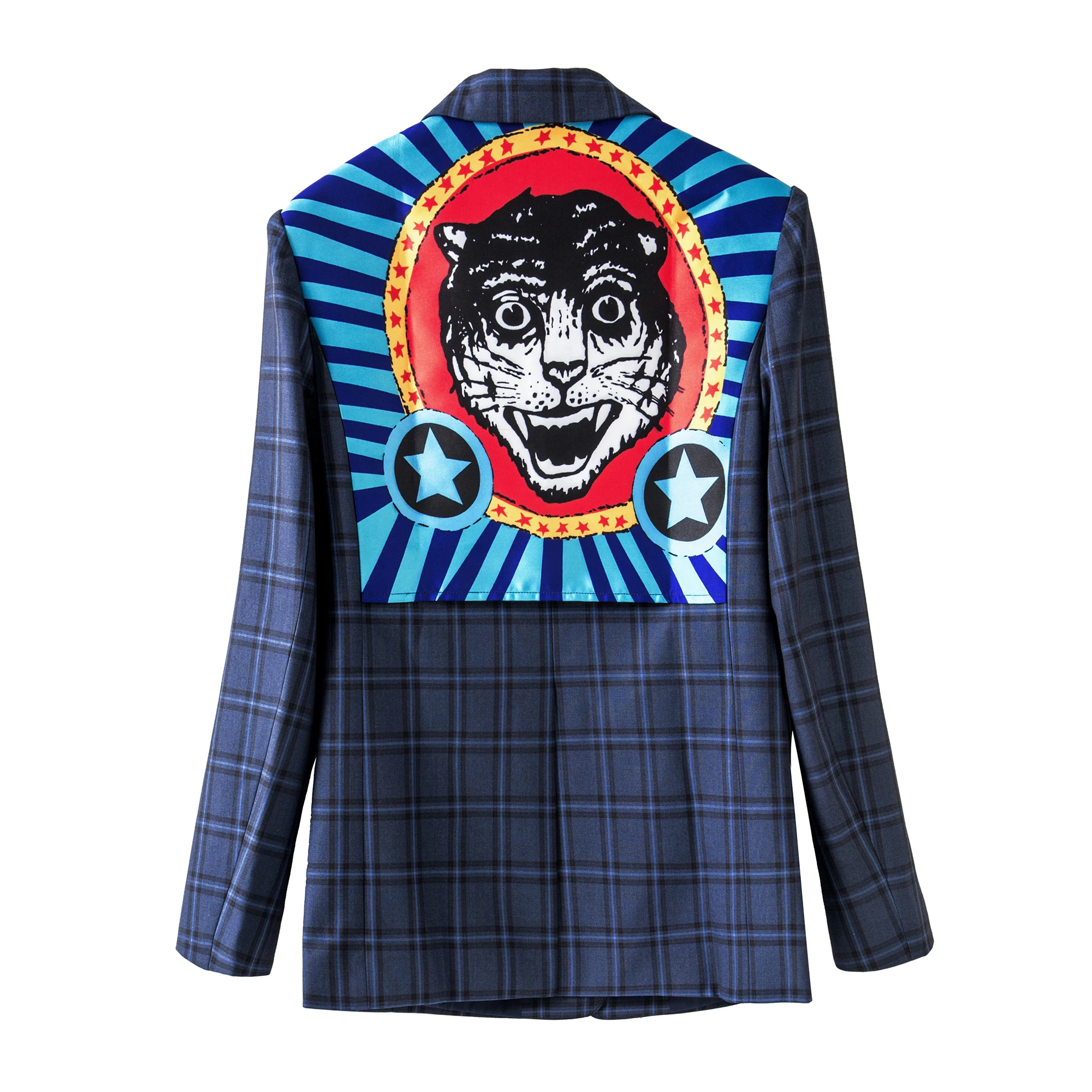 2020 European and American women's winter new style Long-sleeved plaid back print fashion jacket
2020 European and American women's winter new style Long-sleeved plaid back print fashion jacket