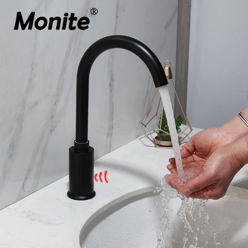 Monite Matte Black Automatic Sensor Faucet Chrome Swivel Bathroom Basin Sink Faucet Water Mixer Touch-Free Infrared Basin Tap
Monite Matte Black Automatic Sensor Faucet Chrome Swivel Bathroom Basin Sink Faucet Water Mixer Touch-Free Infrared Basin Tap