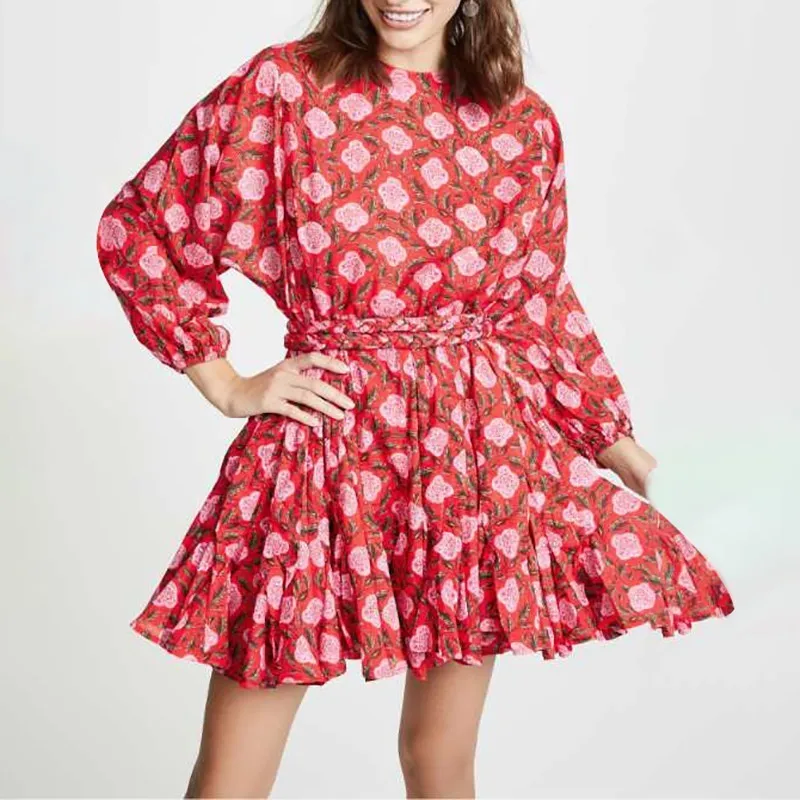 Print Elegant Dress For Women O Neck Lantern Long Sleeve High Waist With Sashes Ruched Mini Dresses Female Fashion New Style
Print Elegant Dress For Women O Neck Lantern Long Sleeve High Waist With Sashes Ruched Mini Dresses Female Fashion New Style