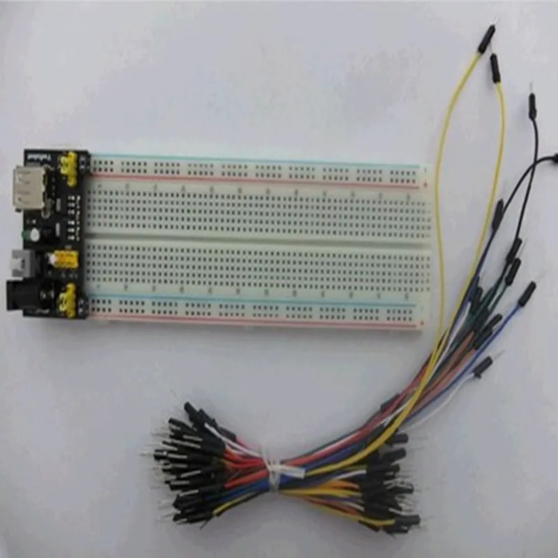 Макетная плата MB102 + источник питания + 65 Джампер с красными и синими линиями на нем с цветными полосками/
Макетная плата MB102 + источник питания + 65 Джампер с красными и синими линиями на нем с цветными полосками/