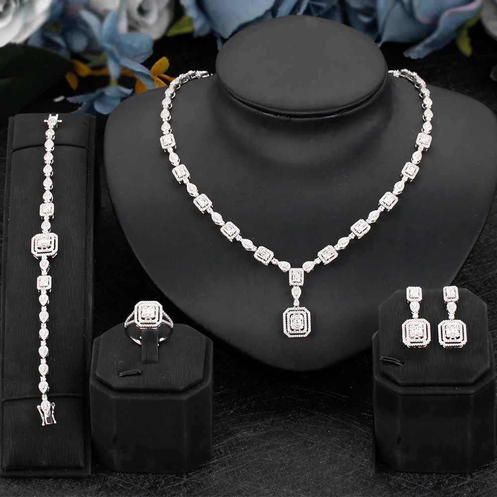 4PCS Bridal Zirconia Full Jewelry Sets For Women Party, Luxury Dubai Nigeria CZ Crystal Women Wedding Jewelry Sets
4PCS Bridal Zirconia Full Jewelry Sets For Women Party, Luxury Dubai Nigeria CZ Crystal Women Wedding Jewelry Sets