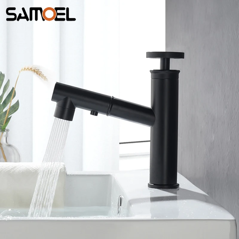 Industrial Style Brass Matte Black Pull Out Bathroom Sink Faucet Mixer Deck mount Cold Hot Basin Water Tap torneira B3378
Industrial Style Brass Matte Black Pull Out Bathroom Sink Faucet Mixer Deck mount Cold Hot Basin Water Tap torneira B3378