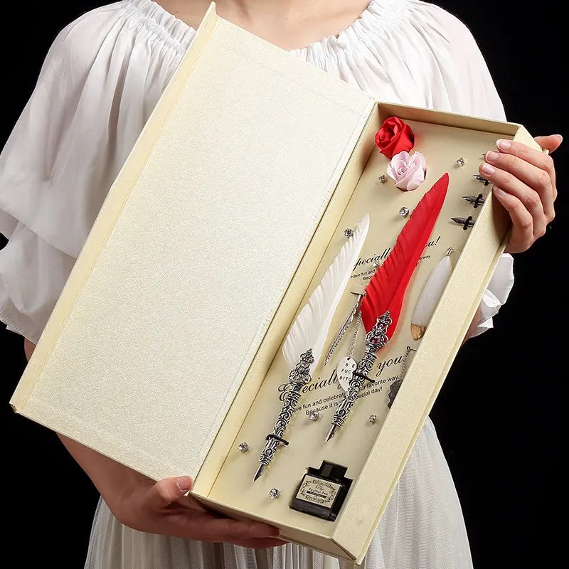 European Style Retro Feather Pen Set Dip Pen Gift Box with Practical Gift Stationery School Supplies Fountain Pen Ink
European Style Retro Feather Pen Set Dip Pen Gift Box with Practical Gift Stationery School Supplies Fountain Pen Ink