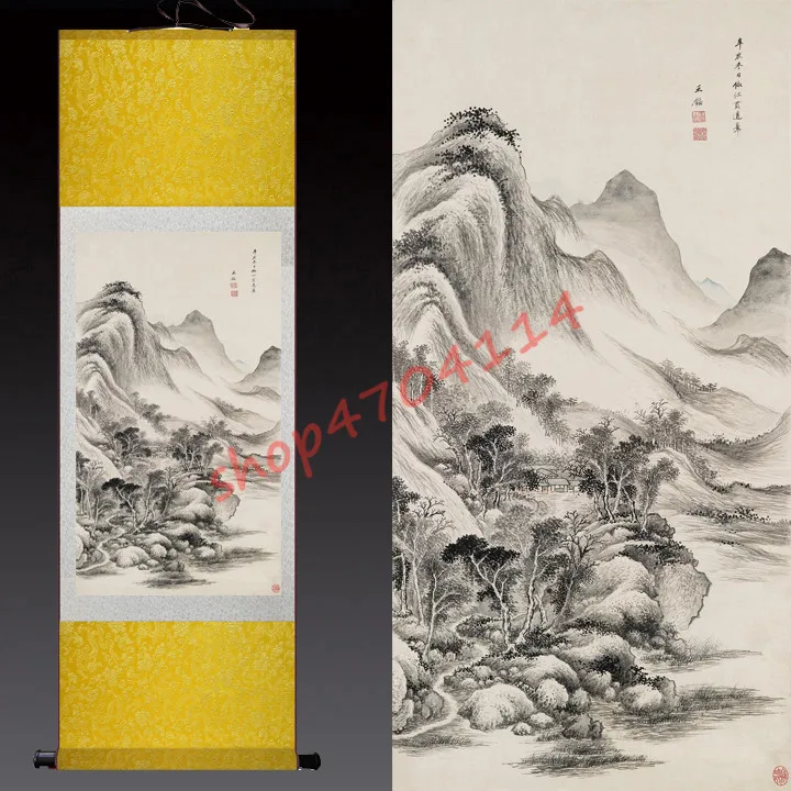 Zhang Daqiandong Mountain Scenery Landscape Paintings Silk Scrolls Hanging Paintings(Small size), Exquisite Crafts, Decorations
Zhang Daqiandong Mountain Scenery Landscape Paintings Silk Scrolls Hanging Paintings(Small size), Exquisite Crafts, Decorations
