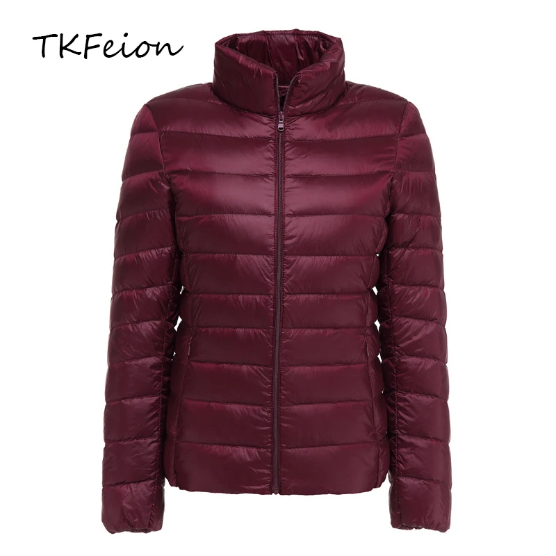 Womens Spring Autumn Jackets Down Ultra-thin Light Ladies Bomber Coats Stand Collar Fashion Female Slim Short Jacket Burgundy
Womens Spring Autumn Jackets Down Ultra-thin Light Ladies Bomber Coats Stand Collar Fashion Female Slim Short Jacket Burgundy