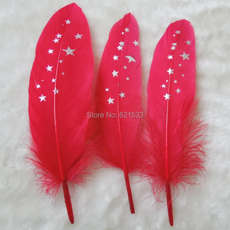 50Pcs/lot! Red Goose Satinettes Feathers with Silver Five-pointed Star Print Perfect for Earrings,Bridal Table Decor&Millinery
50Pcs/lot! Red Goose Satinettes Feathers with Silver Five-pointed Star Print Perfect for Earrings,Bridal Table Decor&Millinery