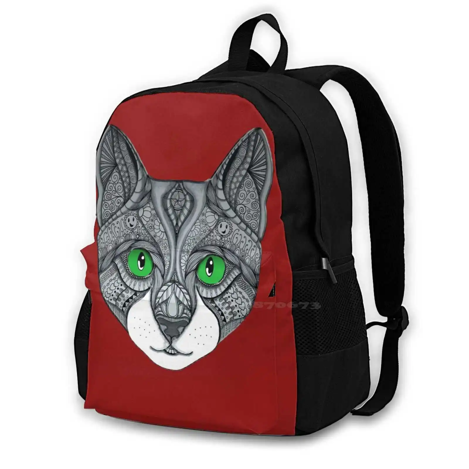 Grey Cat Face Pattern Design Bag Student'S Backpack Cat Face Kitty Familiar Spirit Animal Doodle Line Art Green Eyes Bastet
Grey Cat Face Pattern Design Bag Student'S Backpack Cat Face Kitty Familiar Spirit Animal Doodle Line Art Green Eyes Bastet