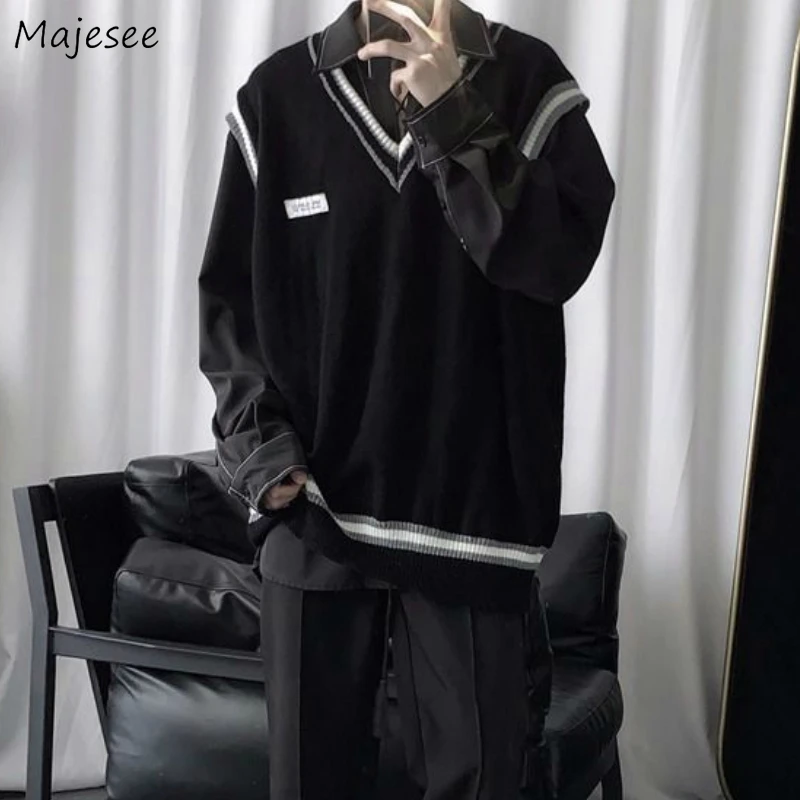 Sweater Vest Men V-neck Patchwork Leisure Loose All-match Streetwear Sleeveless Sweaters Mens Chic Korean Style Teens Couples BF
Sweater Vest Men V-neck Patchwork Leisure Loose All-match Streetwear Sleeveless Sweaters Mens Chic Korean Style Teens Couples BF