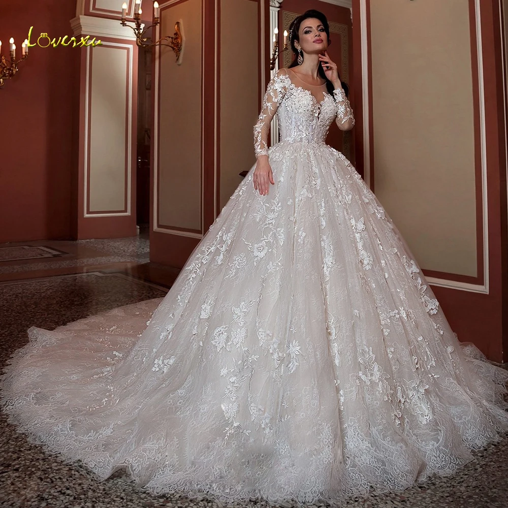 Loverxu Long Sleeve Lace Flowers Ball Gown Wedding Dresses 2024 Luxury Appliques Beaded Button Chapel Train Vintage Bridal Gowns
Loverxu Long Sleeve Lace Flowers Ball Gown Wedding Dresses 2024 Luxury Appliques Beaded Button Chapel Train Vintage Bridal Gowns