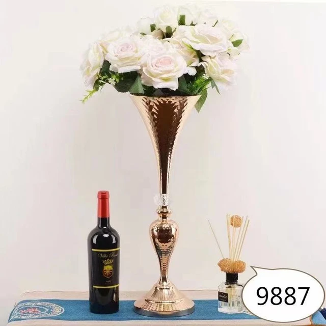 New style Unique 55cm tall Metal Silver Plated Gold Trumpet Vase For Wedding Table qq297
New style Unique 55cm tall Metal Silver Plated Gold Trumpet Vase For Wedding Table qq297