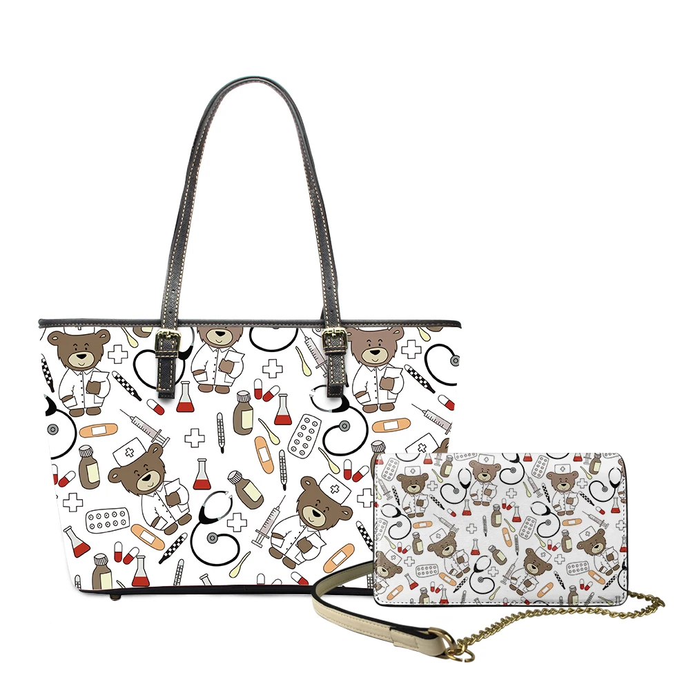 Cartoon Doctor Print Handbag For Women PU Leather Large Shoulder Bag With Kawaii Bear Designs Ladies Big Casual Tote Bags
Cartoon Doctor Print Handbag For Women PU Leather Large Shoulder Bag With Kawaii Bear Designs Ladies Big Casual Tote Bags